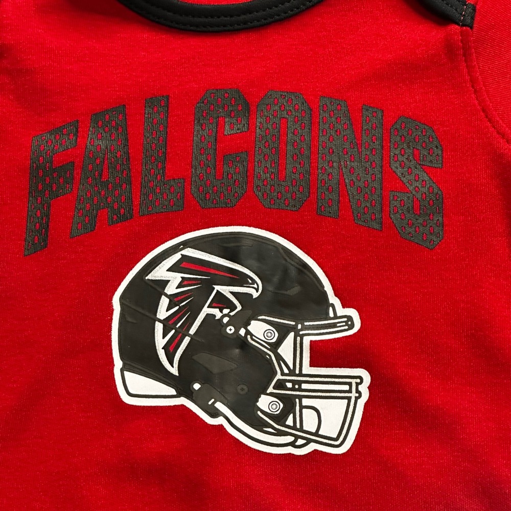 NFL Atlanta Falcons Baby Bodysuit Red Black Helmet Graphic 3-6 Months